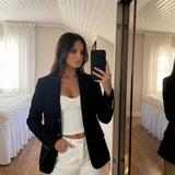 Gold Button Tailored Blazer for Elegant Smart Style