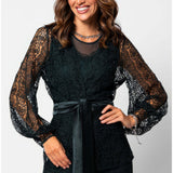 Green Lace Belted Sweater