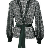 Green Lace Belted Sweater