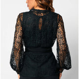 Green Lace Belted Sweater