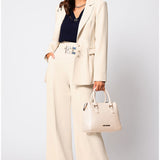Ivory High Waisted Wide Leg Pants