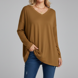 Women’s Top with V Neckline and Long Sleeves