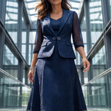 Navy Tailored Jacquard Blazer