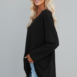 Women’s Top with V Neckline and Long Sleeves