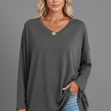 Women’s Top with V Neckline and Long Sleeves