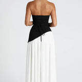 Strapless High Slit Maxi Dress with Asymmetric Hem