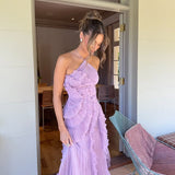 Strapless Ruffle Maxi Dress with Textured Layers