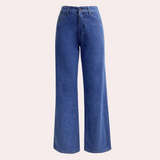 High-Waisted Straight Leg Jeans – Dark Blue Denim | Women's Classic Fit