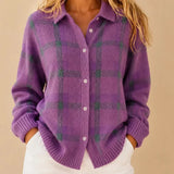 Cozy Plaid Knit Cardigan