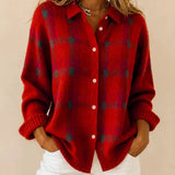 Cozy Plaid Knit Cardigan