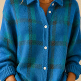 Cozy Plaid Knit Cardigan