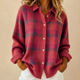 Cozy Plaid Knit Cardigan