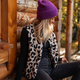 Ladies Leopard Print Teddy Gilet