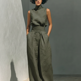 Women’s Sleeveless Two Piece Set Wide Leg Pants Summer Outfit
