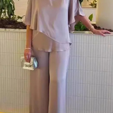 Kaizo | Women's Sleeve Top and Wide Leg Trousers Two Piece Set