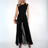 Women’s Sleeveless Cut-Out Shoulder Jumpsuit - Lightweight Weave