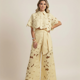 Kaizo Women’s Floral Two Piece Set – Embroidered Wide Leg Outfit