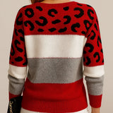 Ladies Leopard Print Knitted Jumper