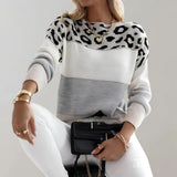 Ladies Leopard Print Knitted Jumper