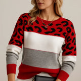 Ladies Leopard Print Knitted Jumper