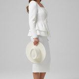 Kaizo Women's Square Neck Skirt Suit Set – Blazer and Midi Skirt Co-ord