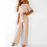 Women's Wide Leg Jumpsuit with Flutter Sleeves