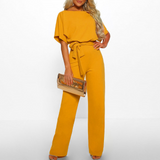 Women's Wide Leg Jumpsuit with Flutter Sleeves