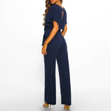 Women's Wide Leg Jumpsuit with Flutter Sleeves