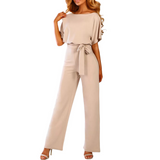 Women's Wide Leg Jumpsuit with Flutter Sleeves