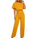 Women's Wide Leg Jumpsuit with Flutter Sleeves