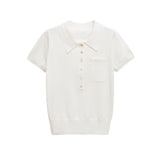 Classic Button Knit Polo Top – Slim Fit Short Sleeve Shirt