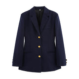 Gold Button Tailored Blazer for Elegant Smart Style