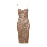 Sequin Strapless Bodycon Midi Dress