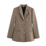 Gold Button Tailored Blazer for Elegant Smart Style