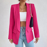 Tailored Black Blazer with Notched Lapel and Flap Pockets