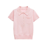 Classic Button Knit Polo Top – Slim Fit Short Sleeve Shirt