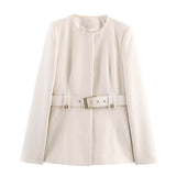 Tailored Belted Blazer Jacket – Structured Fit & Elegant Silhouette