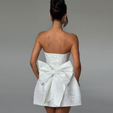 Strapless Jacquard Mini Dress – Flared A-Line Party Dress