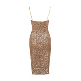 Sequin Strapless Bodycon Midi Dress