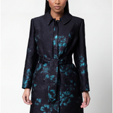 Teal Floral Jacquard Light Coat
