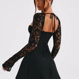 Lace Sleeve Mini Dress – Elegant Fit and Flare Party Dress