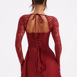 Lace Sleeve Mini Dress – Elegant Fit and Flare Party Dress