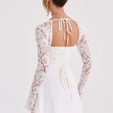 Lace Sleeve Mini Dress – Elegant Fit and Flare Party Dress