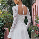 Lace Sleeve Mini Dress – Elegant Fit and Flare Party Dress