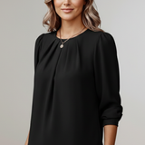 Women’s Blouse with Round Neckline and Puff Sleeves