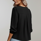 Women’s Blouse with Round Neckline and Puff Sleeves