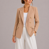 Women's Elegant Double-Breasted Blazer with Gold Buttons – Timeless Tailored Jacket