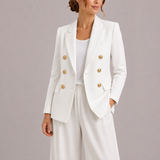 Women's Elegant Double-Breasted Blazer with Gold Buttons – Timeless Tailored Jacket