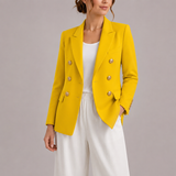 Women's Elegant Double-Breasted Blazer with Gold Buttons – Timeless Tailored Jacket
