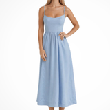 Women's A Line Midi Dress Spaghetti Strap Wedding Guest Ascot